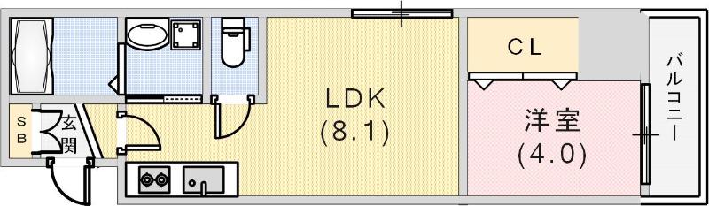 F ASECIA AIRE(1LDK/1階)の間取り写真