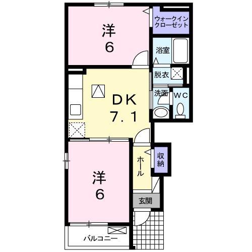ポノポノ・シルフH(2DK/1階)の間取り写真