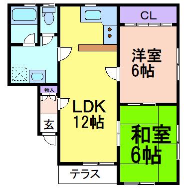 M&Mハイツ A棟(2LDK/1階)の間取り写真