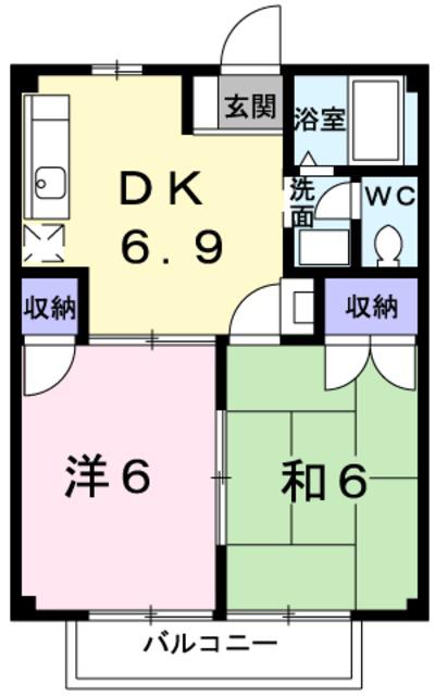 ハイツKUWAO(2DK/1階)の間取り写真