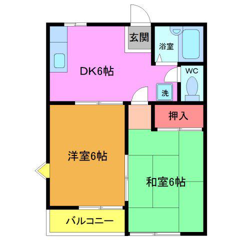 第2ハイツ(2DK/2階)の間取り写真