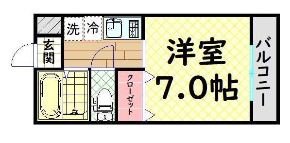 クレストコート新金岡(1K/2階)の間取り写真