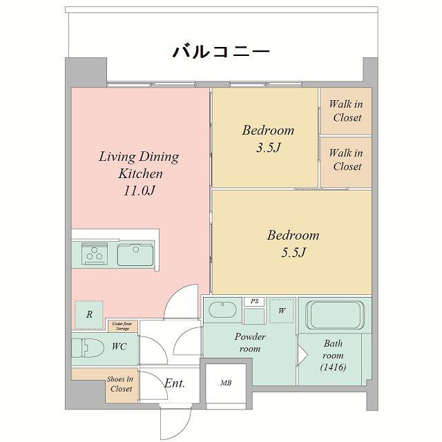 セレニテ梅田北グランデ(2LDK/14階)の間取り写真