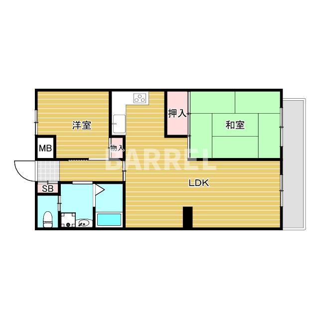 コスモハイツ上野(2LDK/3階)の間取り写真