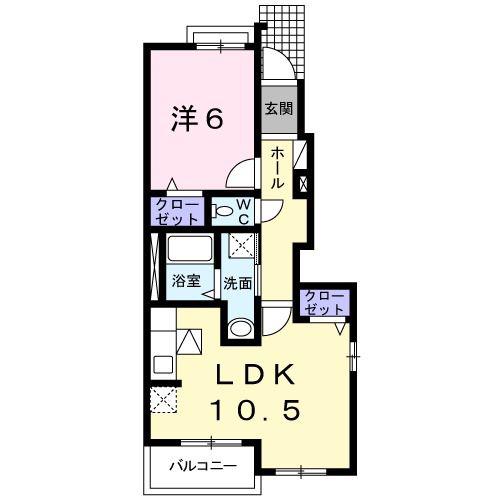 ハーモニーコート(1LDK/1階)の間取り写真