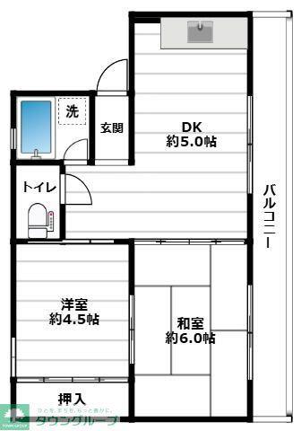 セントラルマンション(2DK/1階)の間取り写真