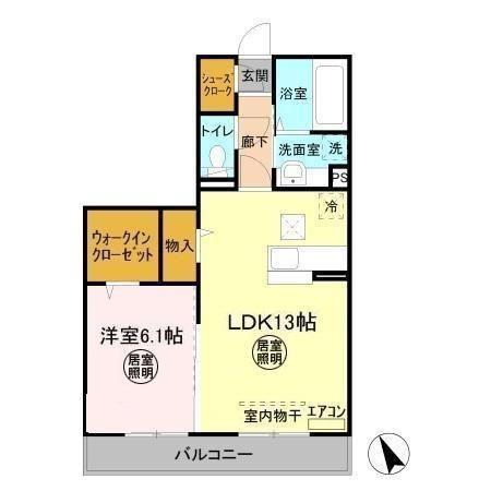 アルカディアABA(1LDK/1階)の間取り写真