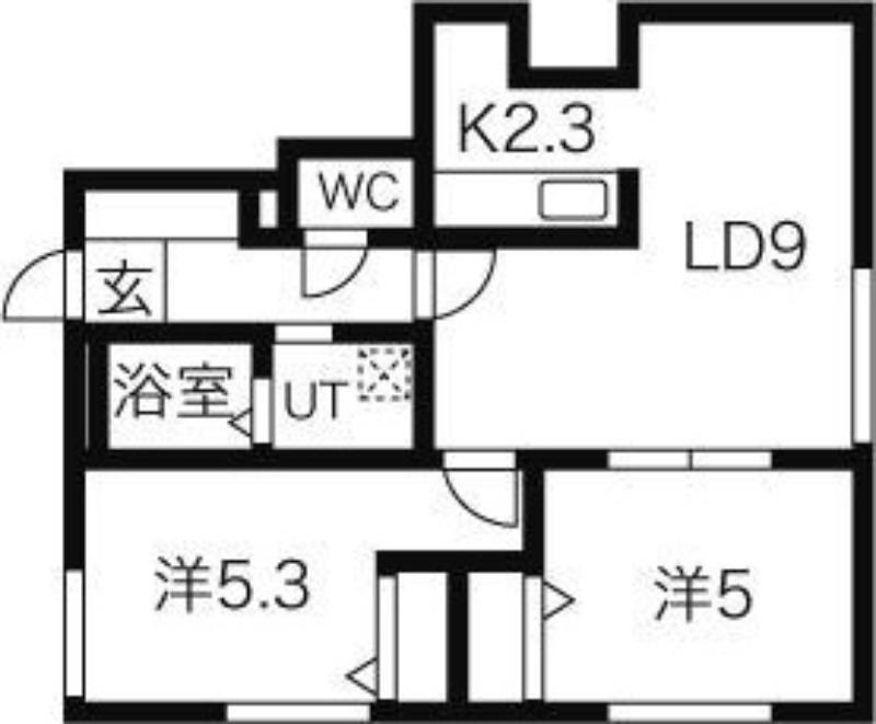 クレセリア新川(2LDK/1階)の間取り写真