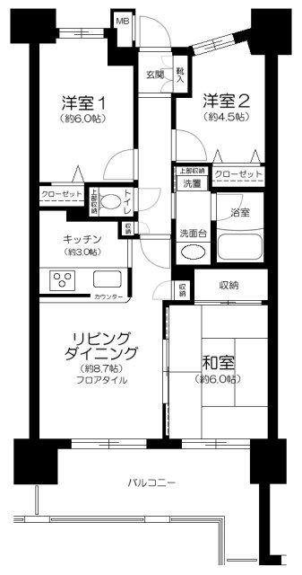 ライオンズプラザ亀有(3LDK/12階)の間取り写真