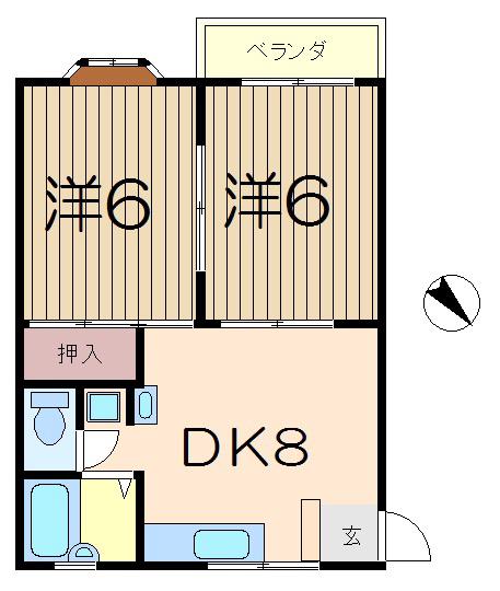ミトハイツ(2DK/2階)の間取り写真