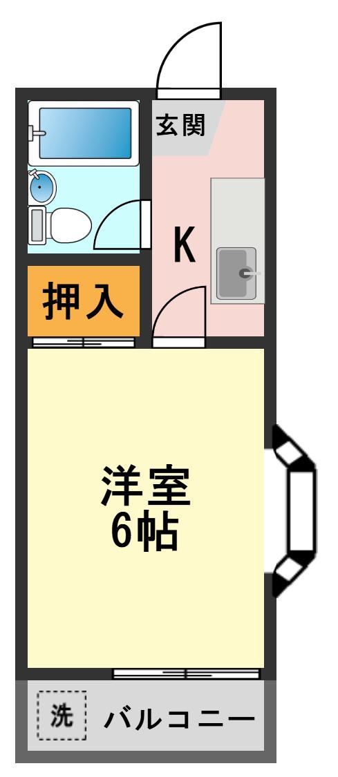 レジデンス高橋III(1K/1階)の間取り写真