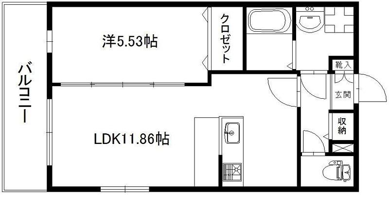 ウィスタリア(1LDK/1階)の間取り写真