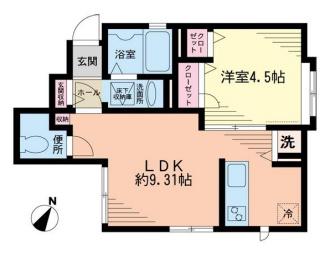 CASA MIA 4(1LDK/1階)の間取り写真