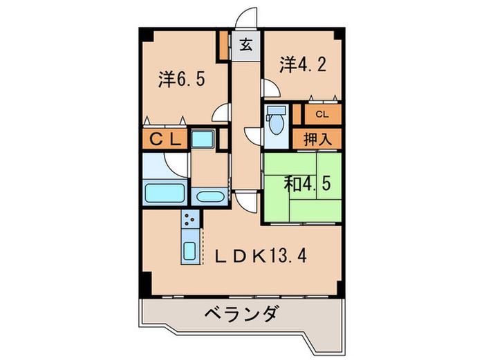 ラフィネス甲子園口(3LDK/2階)の間取り写真