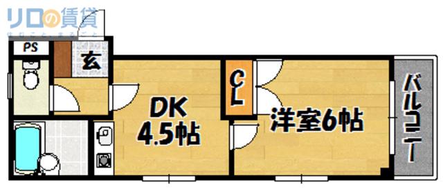 アーバンライフ上新庄(1DK/2階)の間取り写真