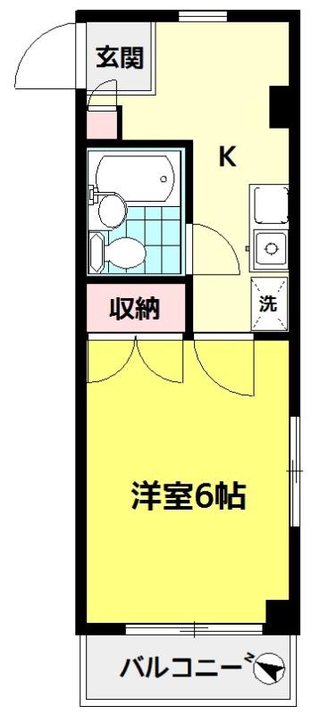 ヒルズ成増(1K/3階)の間取り写真