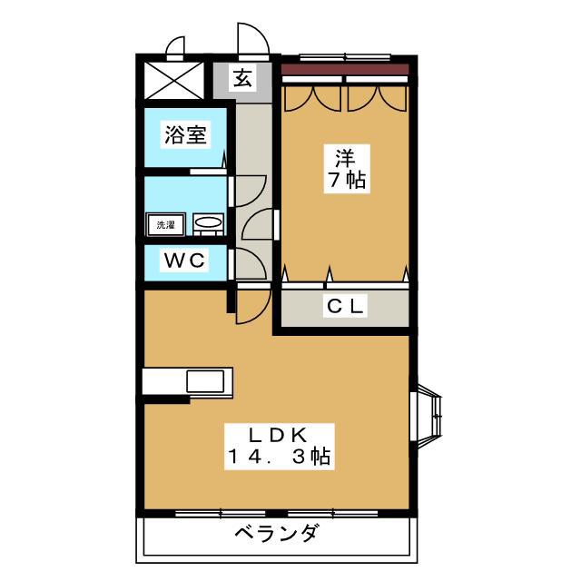 ラ・ヴィ・ベイル(1LDK/2階)の間取り写真