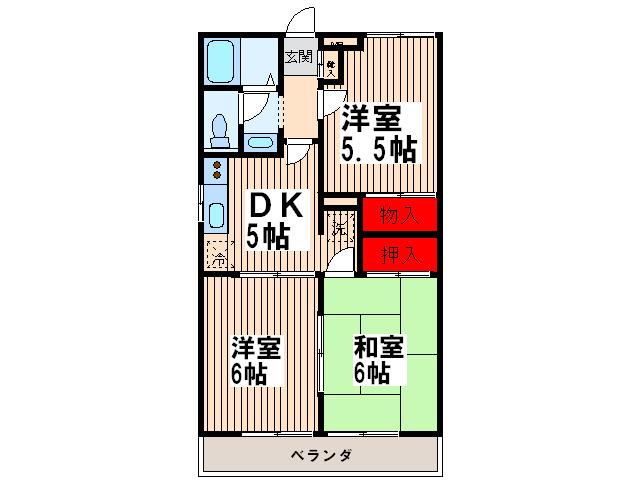 ザ・グレース大宮B(3DK/3階)の間取り写真
