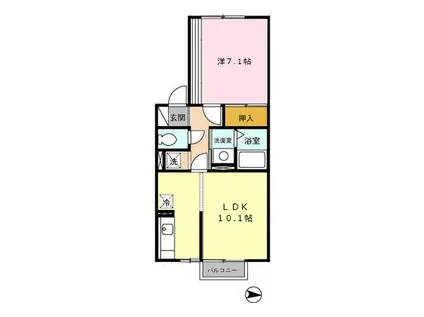 メゾングレース広面B(1LDK/1階)の間取り写真