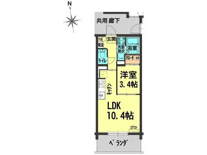 アリビオ富田(1LDK/3階)の間取り写真