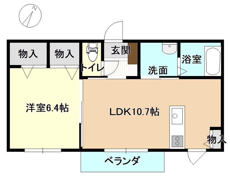 グリーンヒルズ(1LDK/2階)の間取り写真