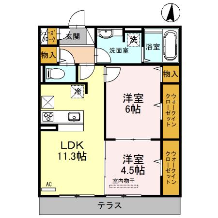 アコルデ西岩田(2LDK/3階)の間取り写真