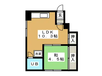 奈良マンション(1LDK/1階)の間取り写真