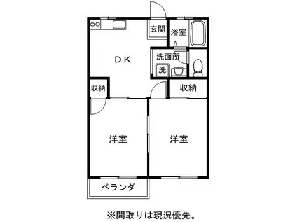 COCOA(2DK/2階)の間取り写真
