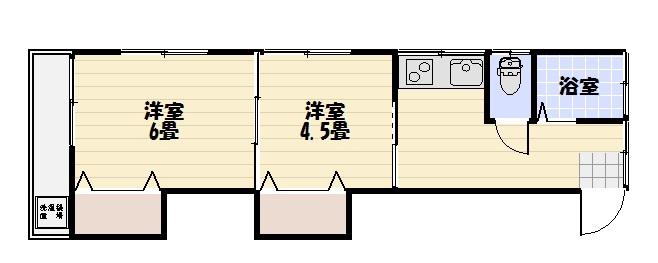 福留アパート(2K/2階)の間取り写真