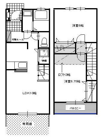 シャレーコーセイ壱番館(2LDK/1階)の間取り写真