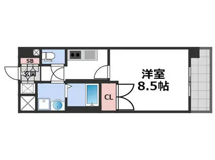 CASSIA高井田 ノース COURT(1K/1階)の間取り写真