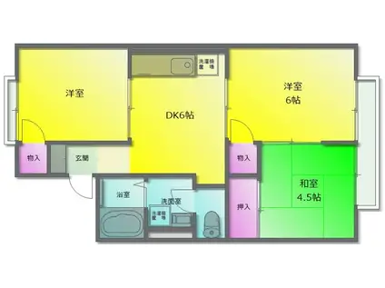パルコート林 2(3DK/2階)の間取り写真