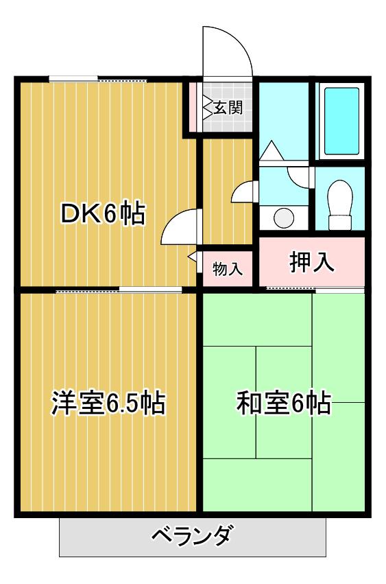 サンライフ穂高A棟(2DK/2階)の間取り写真