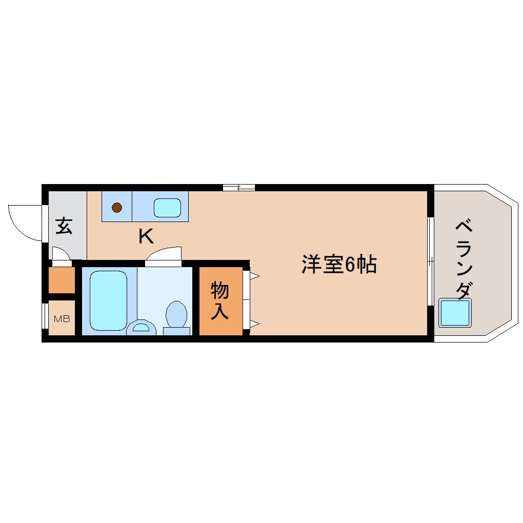 シティパレスあやめ池 パート8(ワンルーム/2階)の間取り写真
