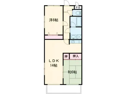 フィオーレ田中III(2LDK/2階)の間取り写真