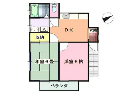 イドアパート(2DK/2階)の間取り写真