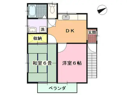 イドアパート(2DK/2階)の間取り写真