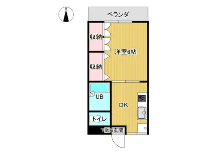 サンフローラル(1DK/3階)の間取り写真