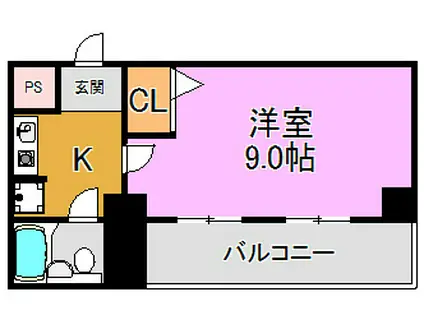 山西ビル(1K/6階)の間取り写真