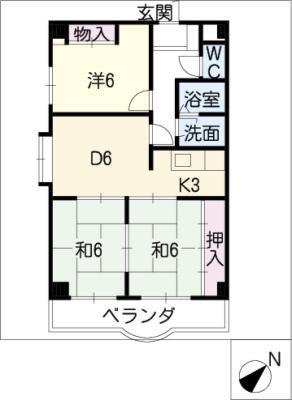 メゾンパークサイド(3DK/3階)の間取り写真