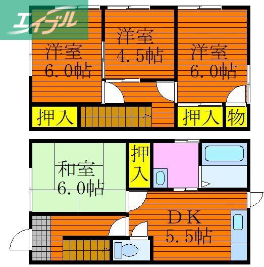 田口コーポII(4DK/1階)の間取り写真