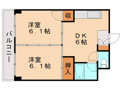 東山ビル(2DK/3階)の間取り写真