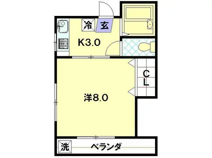 コーポ明和(1K/3階)の間取り写真