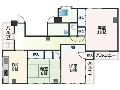 ブリリアントハイツ(3DK/5階)の間取り写真