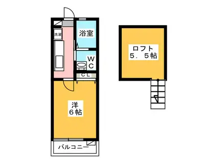 カンタビア湘南(1K/1階)の間取り写真