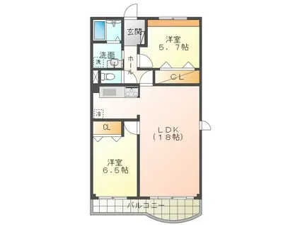 YSビル・ラフィネ(2LDK/2階)の間取り写真