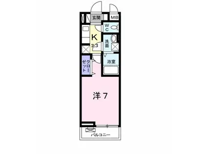 ジェルメ大喜新町II(1K/2階)の間取り写真