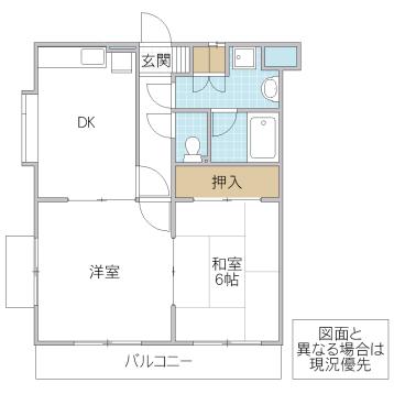 ヴァンヴェール水戸(2DK/5階)の間取り写真