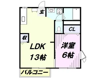 ハイムコクダA棟(1LDK/1階)の間取り写真