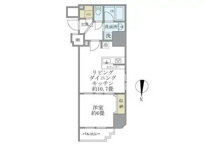 フェリーチェ錦糸町(1LDK/6階)の間取り写真